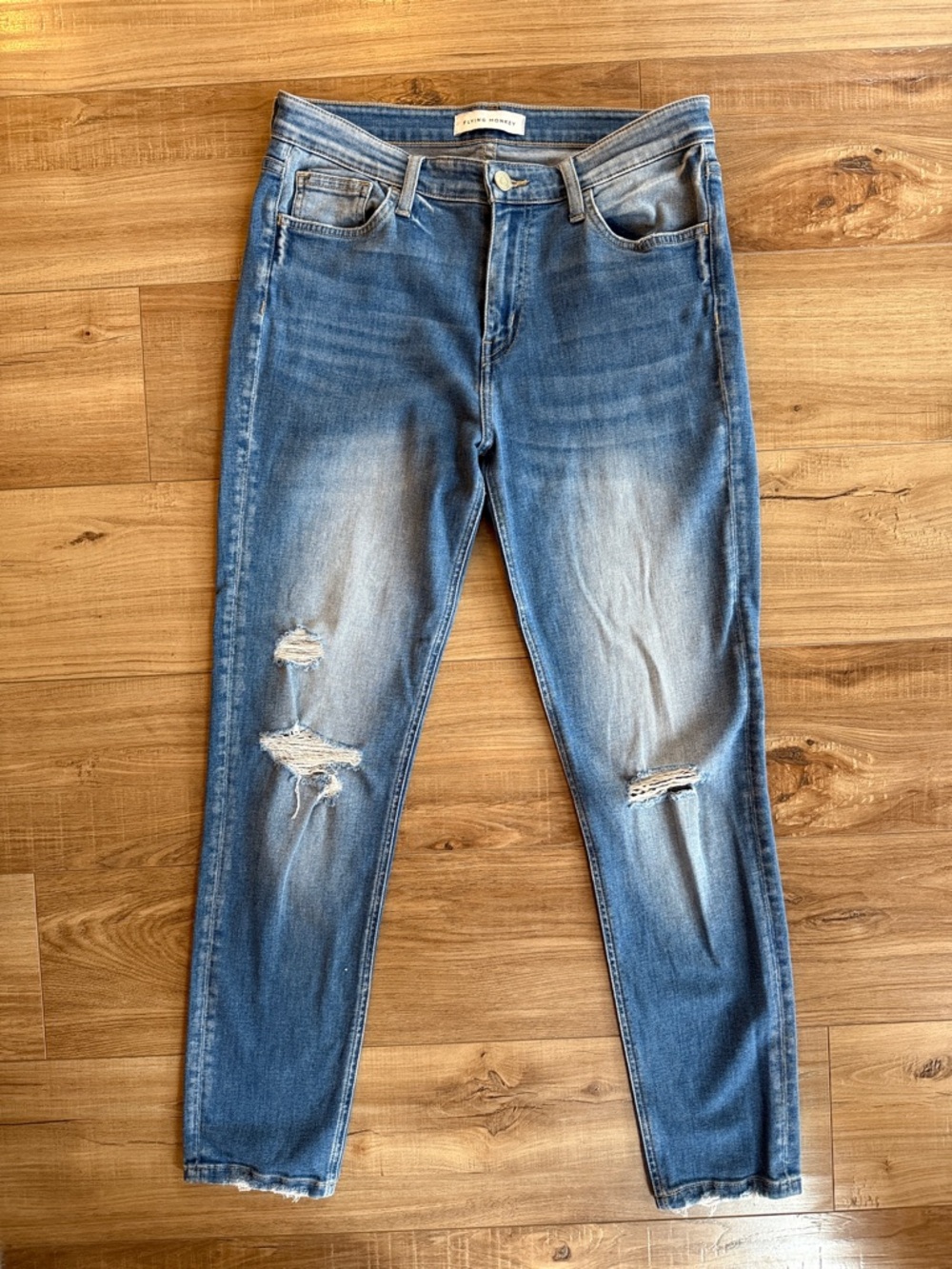 Flying Monkey Medium Blue Ripped Skinny Jeans